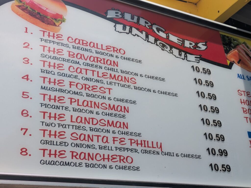 Twin Cronnie Drive-In Menu 1