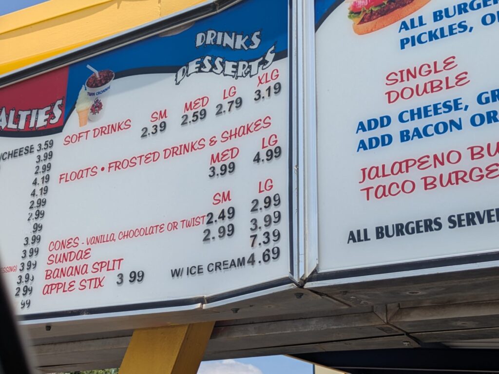 Twin Cronnie Drive-In Menu 3